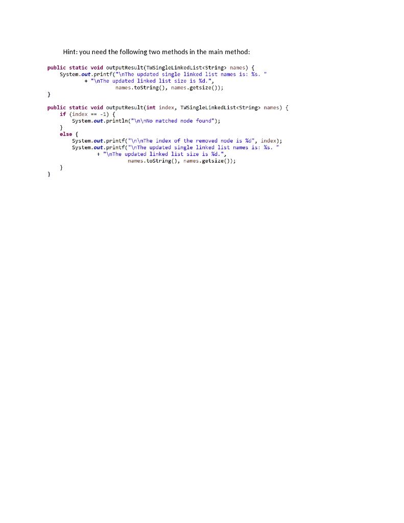 Solved (4). The driver class and correct running result In | Chegg.com