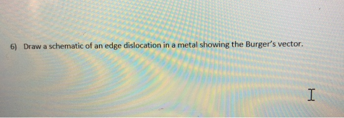 Solved 6) Draw a schematic of an edge dislocation in a metal | Chegg.com