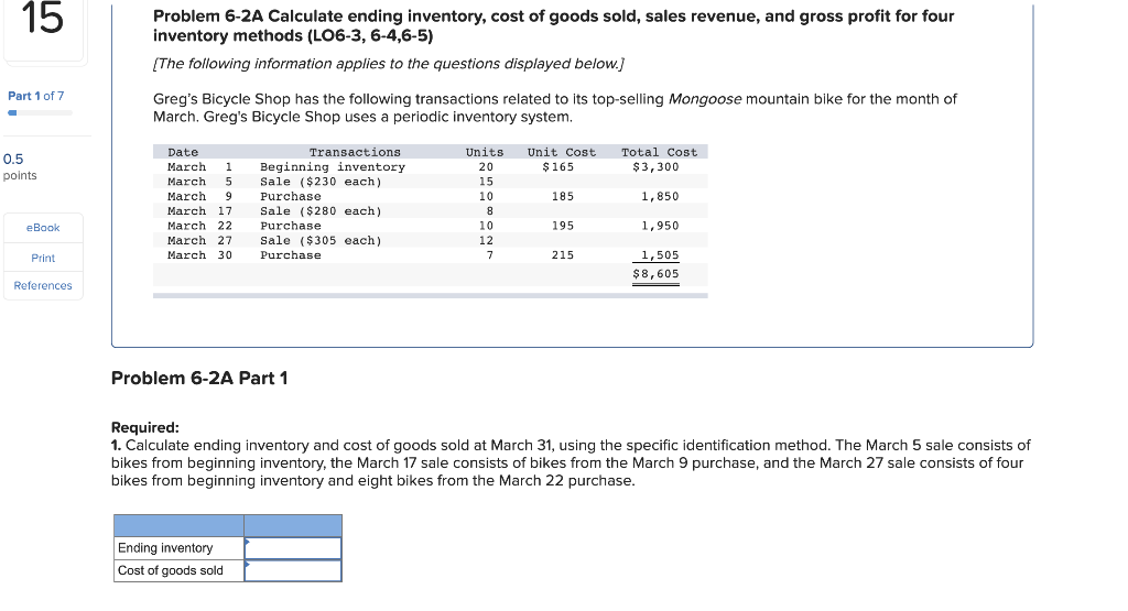 Solved Problem 6-2A Calculate Ending Inventory, Cost Of | Chegg.com