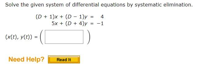 Solved Solve The Given System Of Differential Equations By | Chegg.com