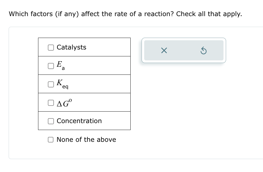 Solved Which factors (if any) ﻿affect the rate of a | Chegg.com