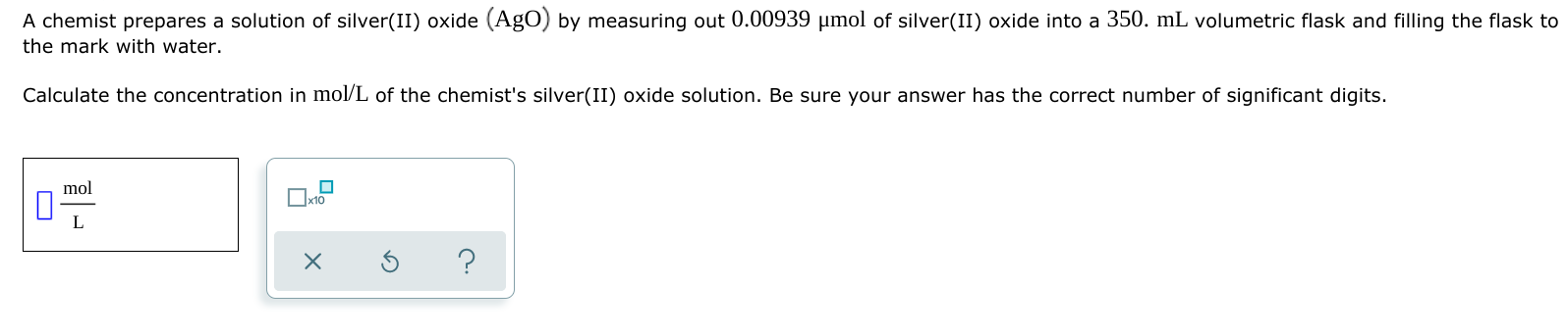 Solved A chemist prepares a solution of silver(II) oxide | Chegg.com