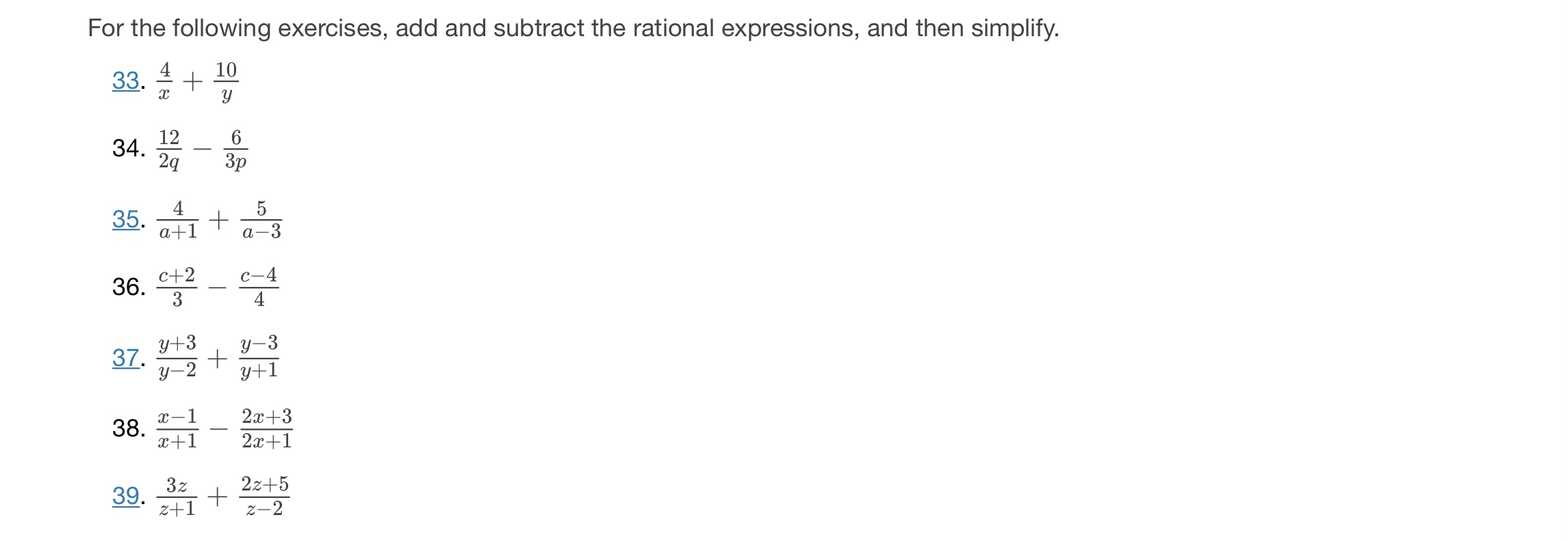 Solved For the following exercises, add and subtract the | Chegg.com