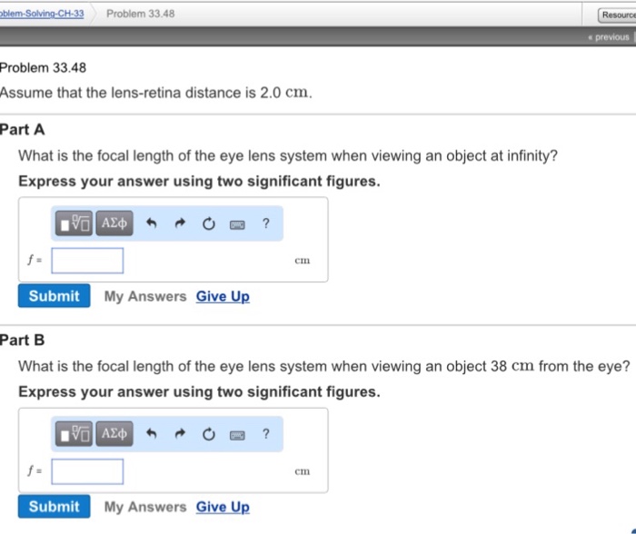 Solved Assume that the lensretina distance is 2.0 cm. What