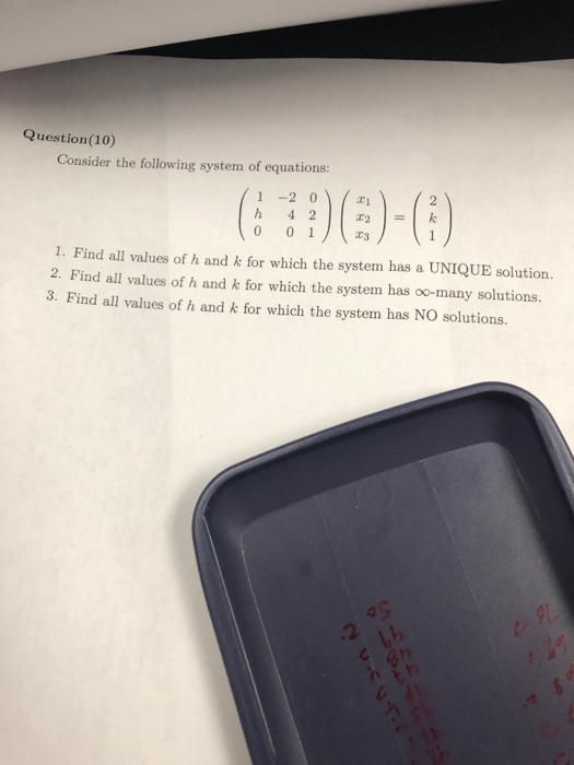 Solved Question(10) Consider the following system of | Chegg.com