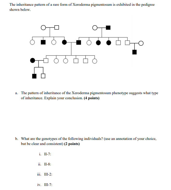 Solved The inheritance pattern of a rare form of Xeroderma | Chegg.com