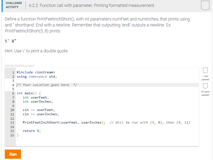 Solved CHALLENGE ACTIVITY 6 2 2 Function Call With Chegg