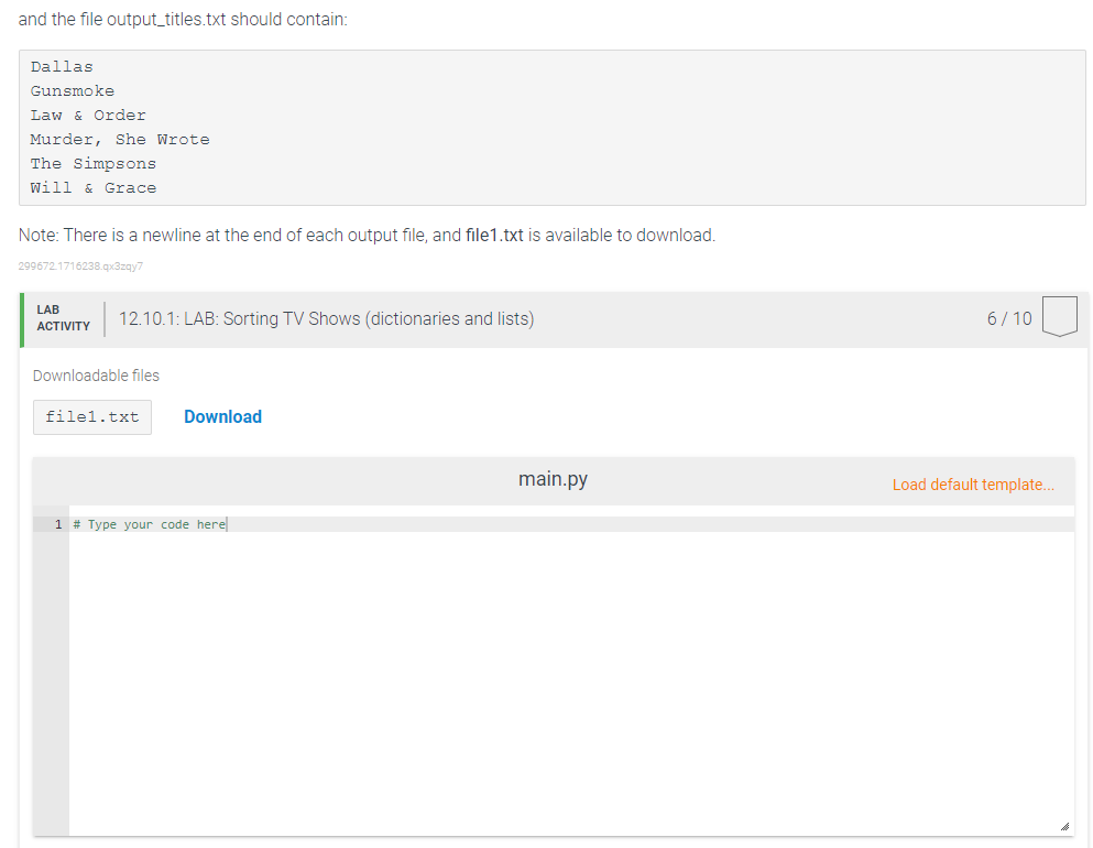 Solved 12.10 LAB Sorting TV Shows (dictionaries and lists)