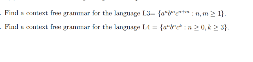 Solved 3. Find a context free grammar for the language L3= | Chegg.com