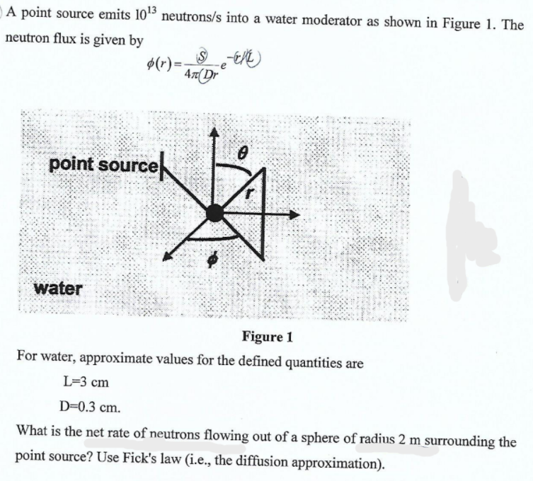 Solved A point source emits 1013 neutrons/s into a water | Chegg.com
