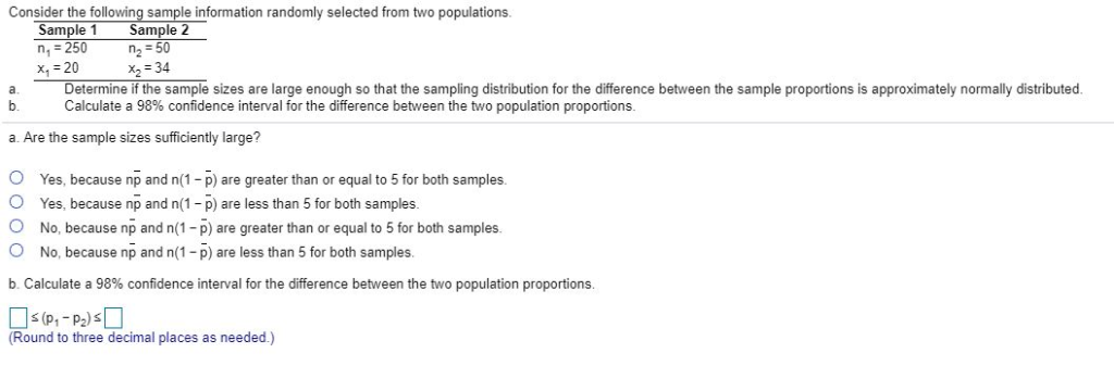 Solved Consider the following sample information randomly | Chegg.com