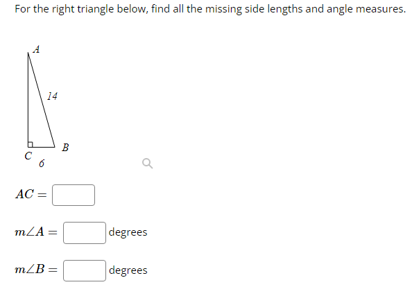 calculate missing side of right angle triangle