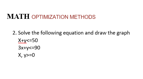 Solved MATH OPTIMIZATION METHODS 2. Solve the following | Chegg.com