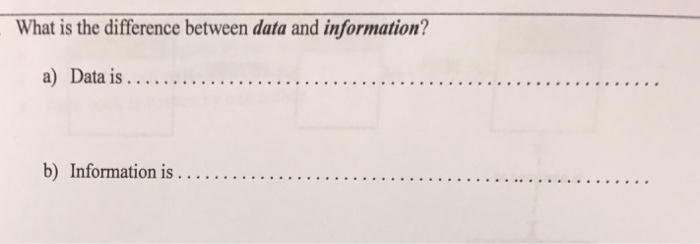 Solved What is the difference between data and information? | Chegg.com