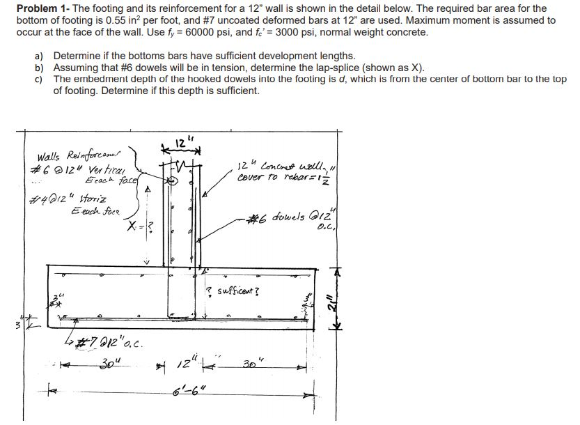 Problem 1- The Footing And Its Reinforcement For A | Chegg.com