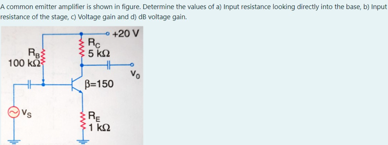 Solved A Common Emitter Amplifier Is Shown In Figure. | Chegg.com