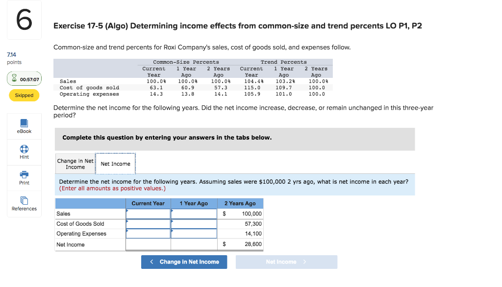 Solved Exercise 17-5 (Algo) Determining income effects from | Chegg.com