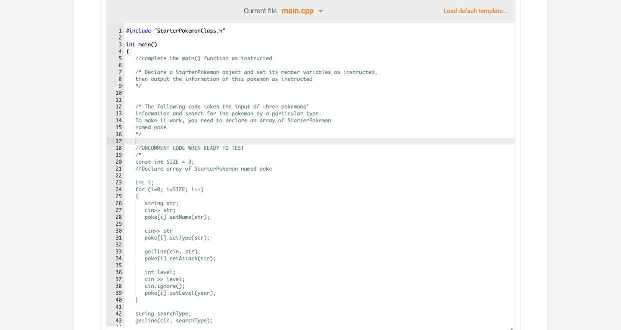 Solved Downloadable files main.cpp Starter Pokemon Class.h | Chegg.com