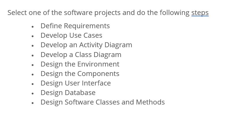 Solved Select one of the software projects and do the | Chegg.com