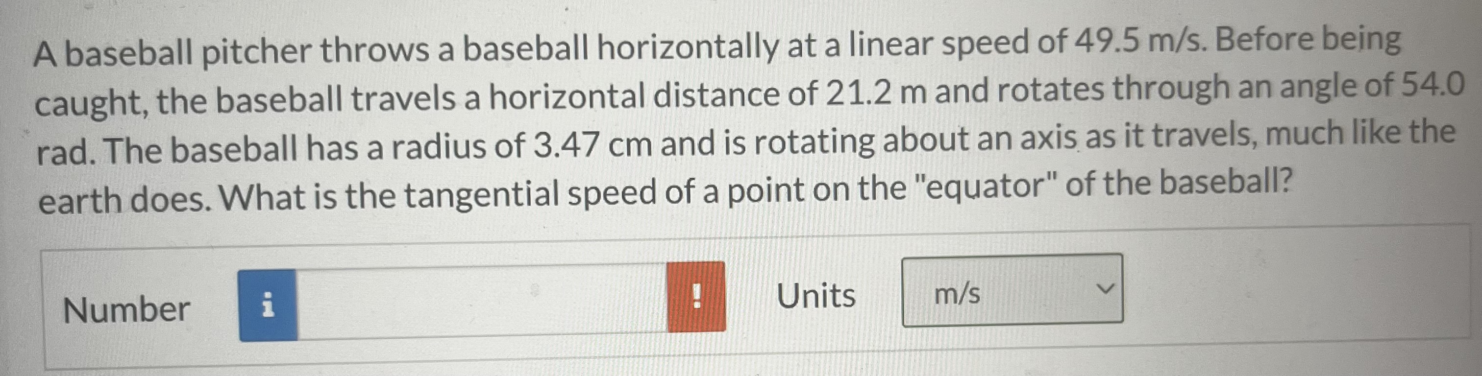 Solved A baseball pitcher throws a baseball horizontally at
