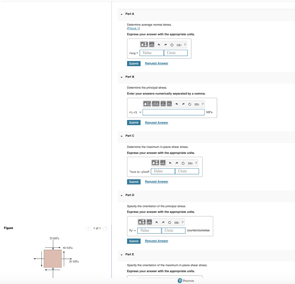Solved Part A Determine average normal stress. (Figure 1) | Chegg.com