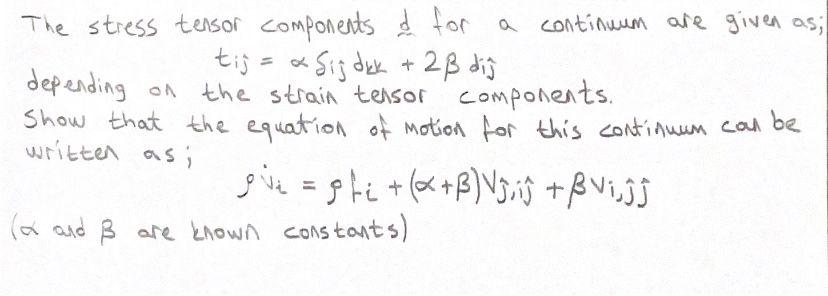 Solved The stress tensor components d for a continuum are | Chegg.com