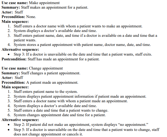 Use case name: Make appointment Summary: Staff makes | Chegg.com
