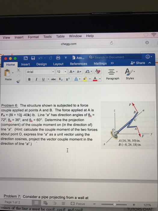 Solved The structure shown is subjected to a force couple | Chegg.com