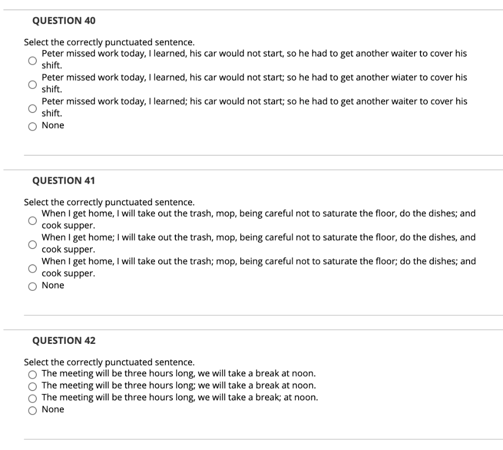 Solved QUESTION 40 Select The correctly Punctuated Sentence Chegg