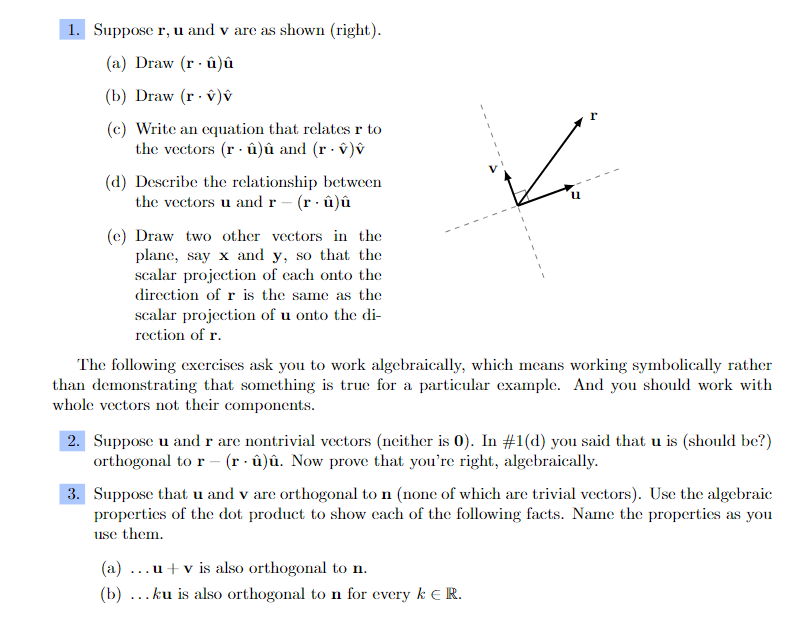 1. Suppose r,u and v are as shown (right). (a) | Chegg.com