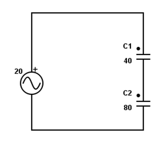 Solved Calculate the capacitive voltage drop across the two | Chegg.com