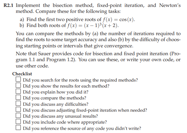 Solved 2.1 Implement The Bisection Method, Fixed-point | Chegg.com