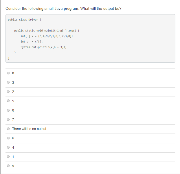 Solved Consider the following small Java program. What will | Chegg.com