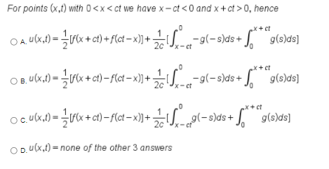 Solved For points (x,t) with 0 0, hence 1 2c 04.4(x,0) = (x | Chegg.com