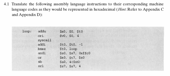 Solved 4.1 Translate the following assembly language | Chegg.com