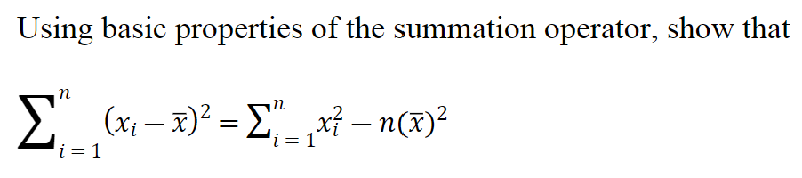 Solved Using basic properties of the summation operator, | Chegg.com