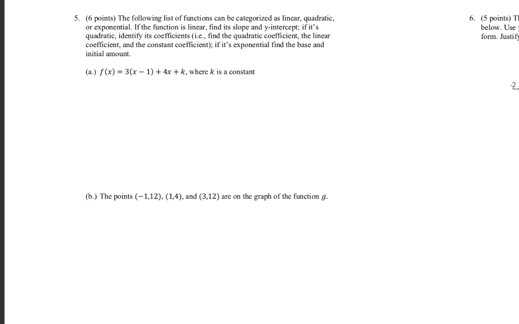 Solved 5. (6 points) The following list of functions can be | Chegg.com