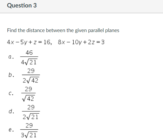 Solved Question 3 Find The Distance Between The Given | Chegg.com