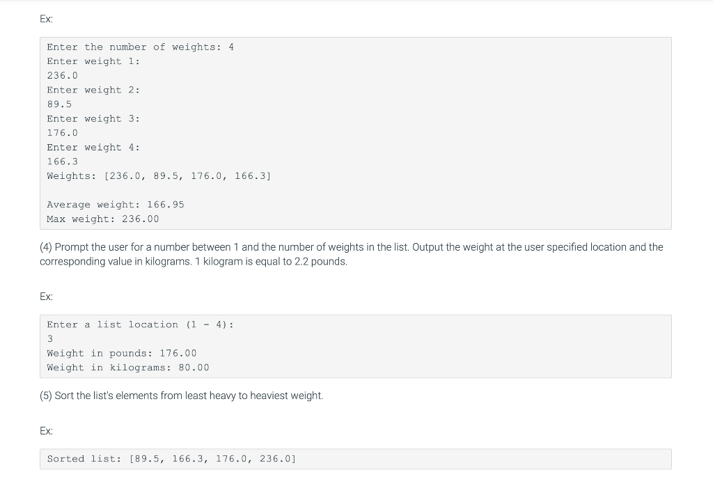 Solved 11.15 LAB 11C: People's weights (Lists) Overview In | Chegg.com