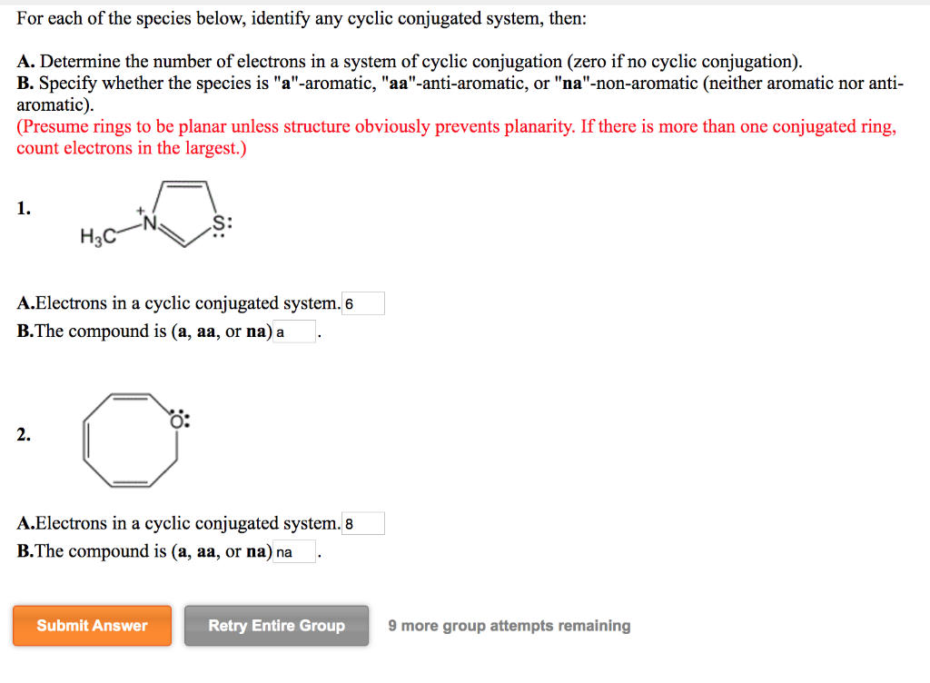 Solved For each of the species below, identify any cyclic | Chegg.com