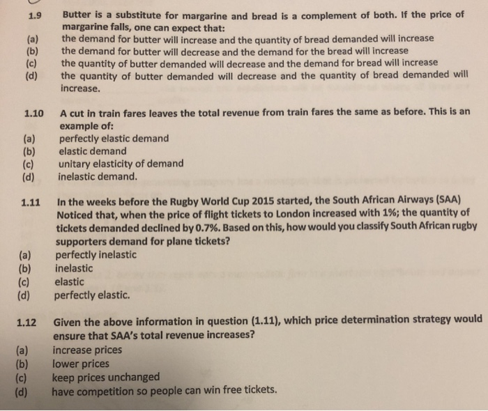 Solved Butter is a substitute for margarine and bread is a