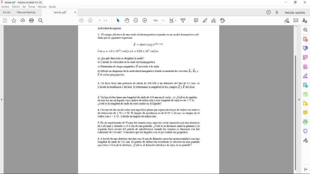 Tareat.pdt - Adobe Acrobat Pro DC Archivo Edición Ver Firmar Ventana Ayuda Inicio Herramientas Q TareaF.pdf ↑ @ 4 t + **** 1/