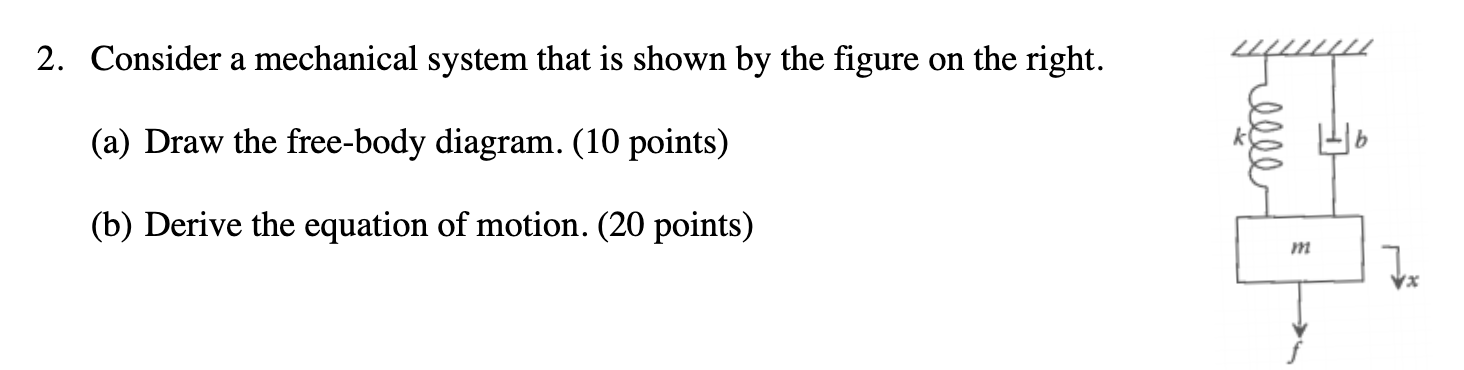 Solved 2. Consider a mechanical system that is shown by the | Chegg.com