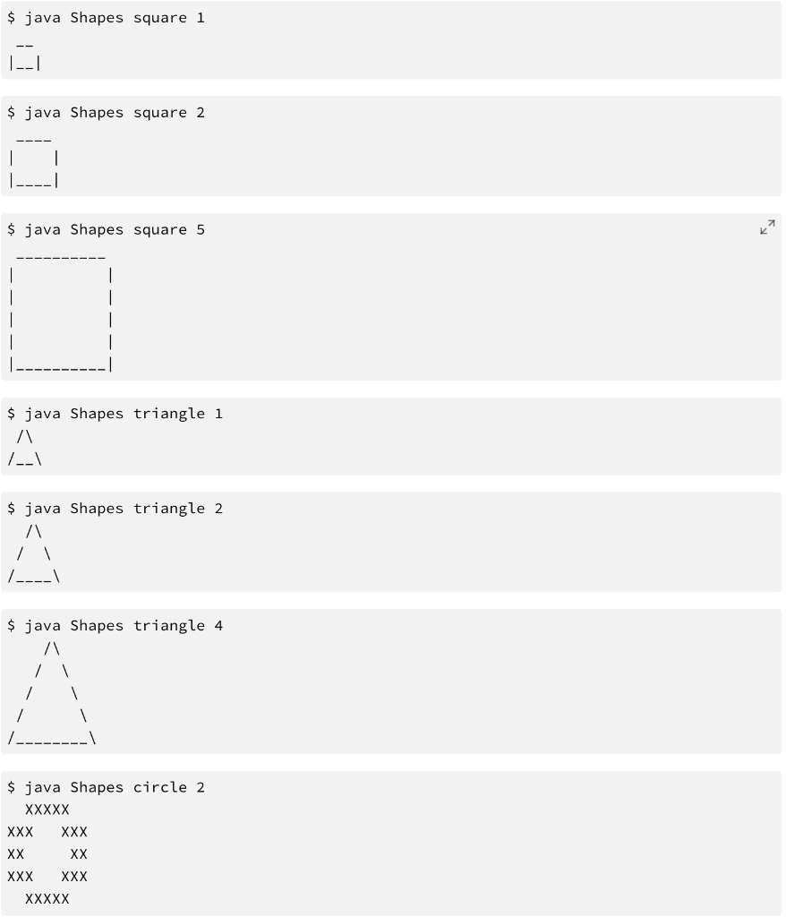 Solved Task 1 - Shapes Write a Java program that takes input | Chegg.com