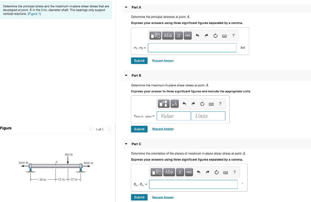 Solved Part A Determine the principal stress and the maximum | Chegg.com