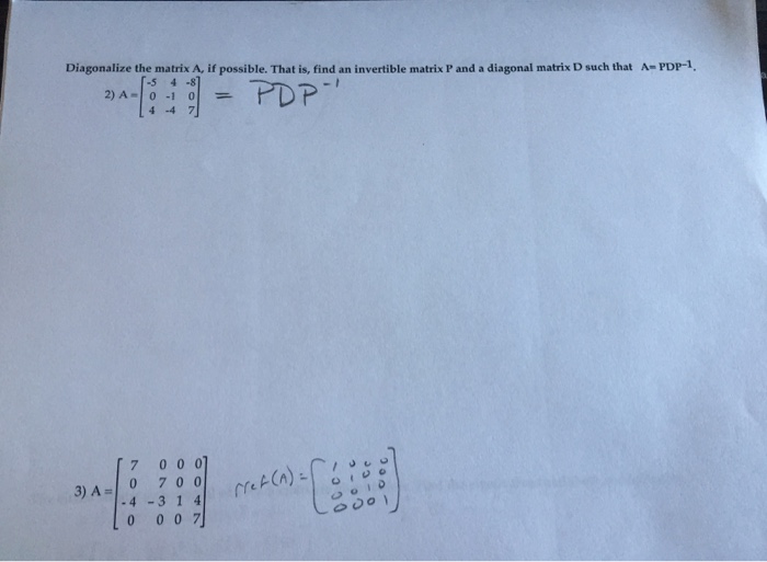 Solved Diagonalize the matrix A, if possible. That is, find | Chegg.com