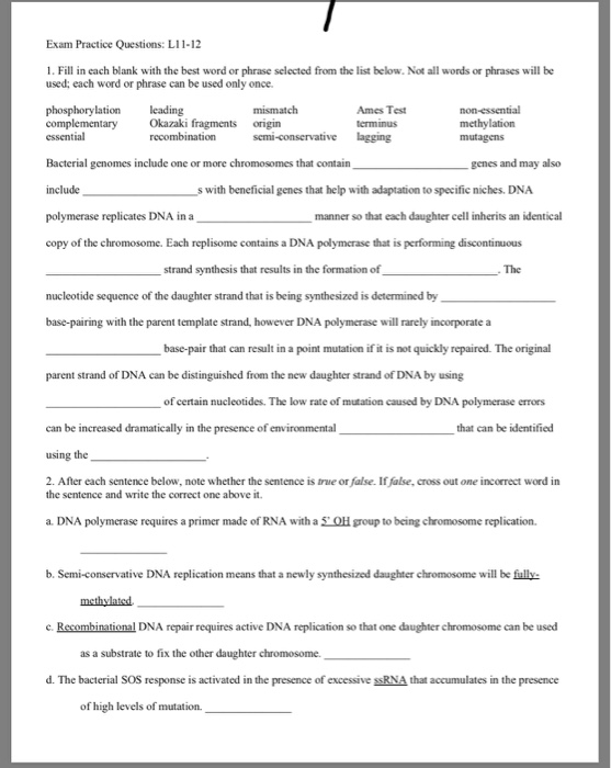 Solved Exam Practice Questions: L11-12 1.fill In Each Blank 