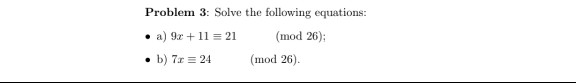 Solved Problem 3: Solve the following equations: • a) 9.c + | Chegg.com