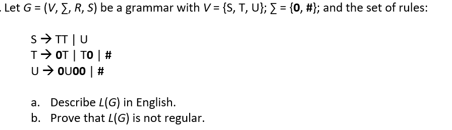 Solved Let G V C R S Be A Grammar With V S T Chegg Com