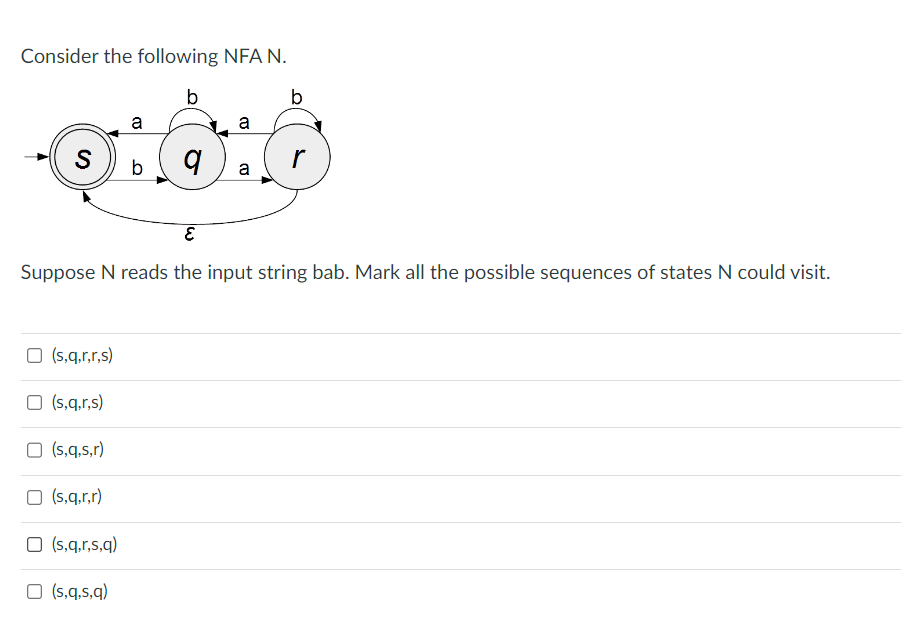 Solved Consider The Following NFA N. Which Of The Following | Chegg.com